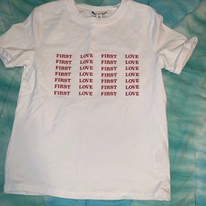 White basic top shop first love tee